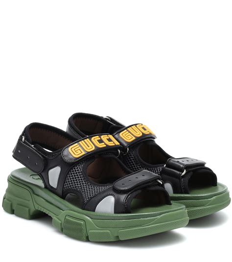 gucci mesh logo sandals|authentic Gucci sandals.